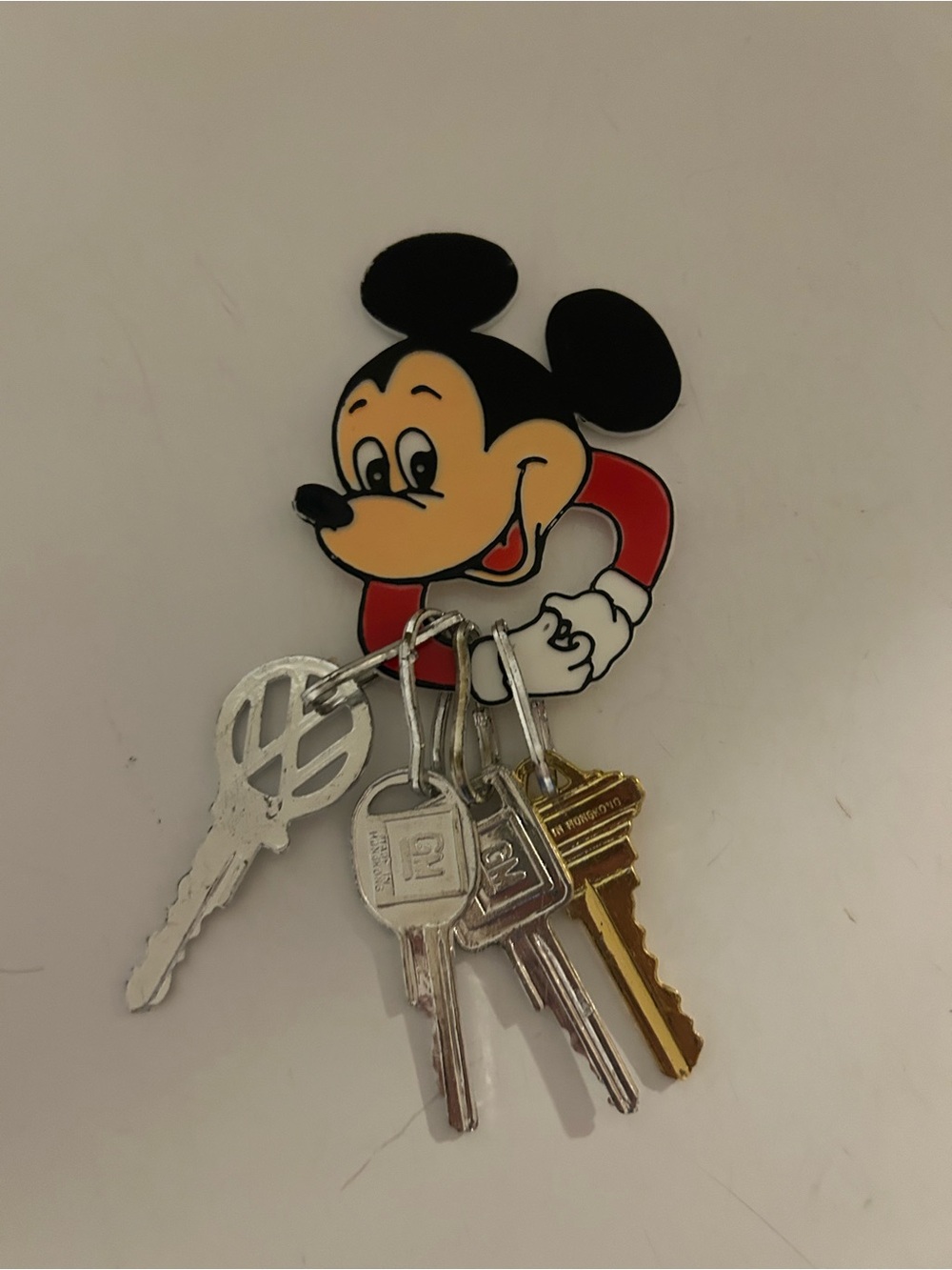 Vintage Walt Disney Productions Mickey Mouse Keychain with VW & Mail Keys